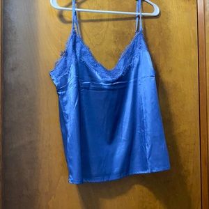 NWT Blue Silk Lace Tank top Francesca’s